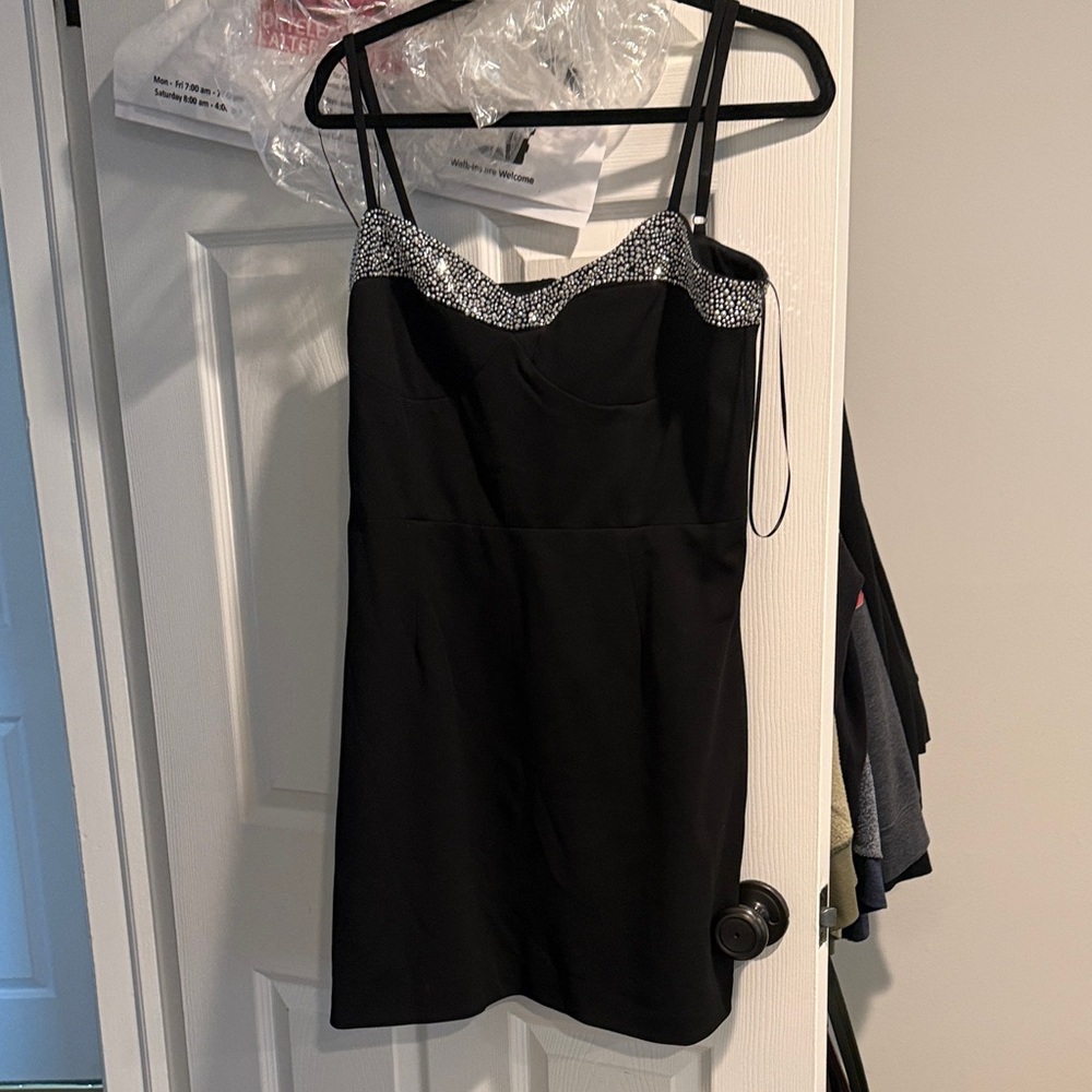 Dress the Population Elegant Black Dress with Silver Accents